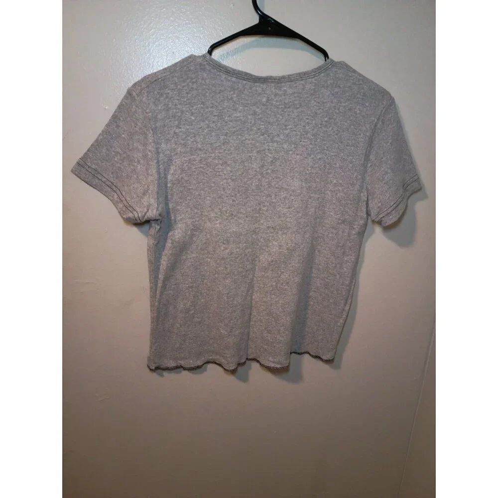 Vintage Disney Winnie The Pooh Gray Cropped Baby Tee Top Size Large